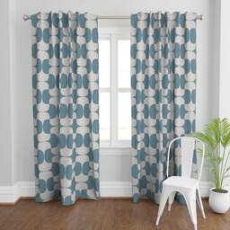 Mod Tessellation Curtain Panel - Mid Century Modern Curve Grey & Blue Custom Tacc Blueprint By Wren_Leyland - thumbnail 2