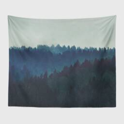 Misty Forest Tapestry, Blue Wall Tapestry, Forest Tapestry Large Pine Tree Tapestry, Misty Enchanted - thumbnail 3