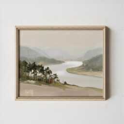 Misty River Poster, Pine Valley Print, Nature Wall Art, Paper - thumbnail 3