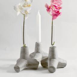 Candle Holder & Vase, Stand & Flower Vase Made Of Concrete, Tetrapode, Concrete Holder, 2 Item-Set, Sylpo - thumbnail 4