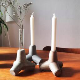 Candle Holder & Vase, Stand & Flower Vase Made Of Concrete, Tetrapode, Concrete Holder, 2 Item-Set, Sylpo - thumbnail 2