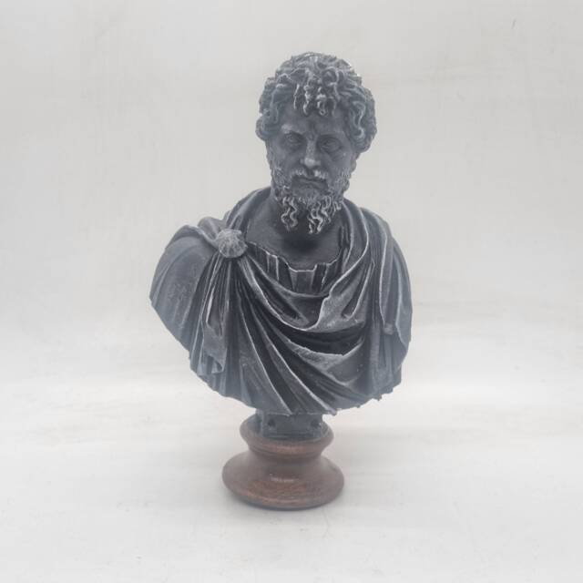 Stone Effect Septimius Severus Statuette. Roman Emperor Statue, African Male Head Bust, History Figure, Stone Grey Sculpture, Hellenistic Art - image 1