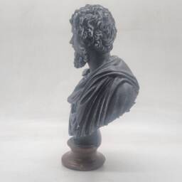 Stone Effect Septimius Severus Statuette. Roman Emperor Statue, African Male Head Bust, History Figure, Stone Grey Sculpture, Hellenistic Art - thumbnail 3