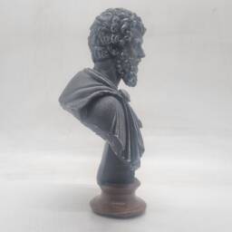 Stone Effect Septimius Severus Statuette. Roman Emperor Statue, African Male Head Bust, History Figure, Stone Grey Sculpture, Hellenistic Art - thumbnail 2