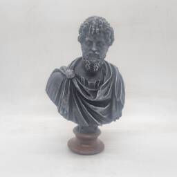 Stone Effect Septimius Severus Statuette. Roman Emperor Statue, African Male Head Bust, History Figure, Stone Grey Sculpture, Hellenistic Art - thumbnail 1