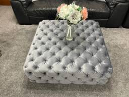Extra Large Upholstered Handmade Chesterfield Coffee Table , None Storage Box Ottoman Puffy Stool
