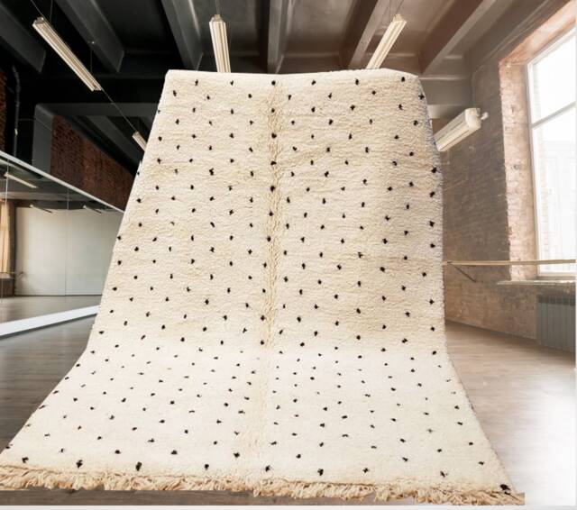 Moroccan Rug, Creamy White Wool Rug With Black Dots , Moroccan Rug, Beni Ourain Rug, Berber Rug - image 1