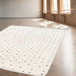 Moroccan Rug, Creamy White Wool Rug With Black Dots , Moroccan Rug, Beni Ourain Rug, Berber Rug - thumbnail 2