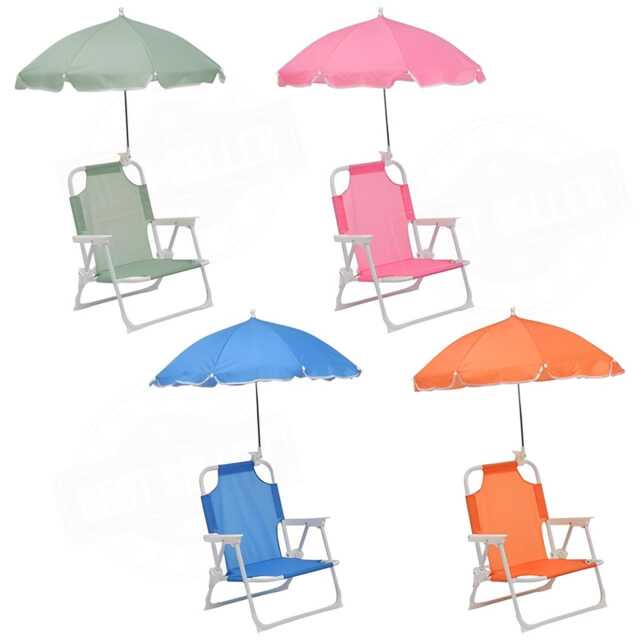 Kids Garden Chair With Parasol Folding Outdoor Beach Seat, Ages 3-7 - image 1