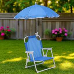 Kids Garden Chair With Parasol Folding Outdoor Beach Seat, Ages 3-7 - thumbnail 3