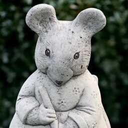 Garden Mouse Sculpture Concrete Mother Statue Stone Animal Ornament Cement Wildlife Decor Mouse Lover Gift Handmade Yard Art - thumbnail 2