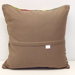 Handmade Kilim Pillow Cover 18x18, Turkish Patchwork Accent Cushion - thumbnail 4