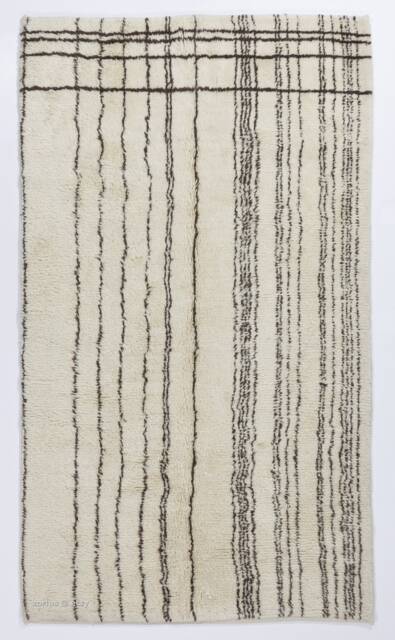 Beige Beni Ourain Rug Handmade Moroccan Berber Wool Rug - image 1