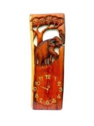 "Wooden Elephant Clock, Figurine, Clock Decor, Sculpture, Wall Hanging Home Decor Gift 24""x10"