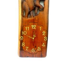 "Wooden Elephant Clock, Figurine, Clock Decor, Sculpture, Wall Hanging Home Decor Gift 24""x10" - thumbnail 3