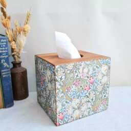 William Morris Golden Lily Tissue Box Cover, Pink Floral Wildflowers Design, Home Decor Gift - thumbnail 2