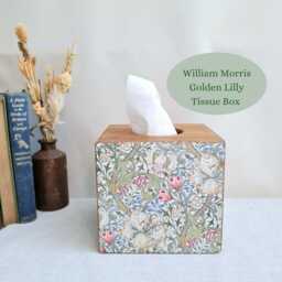 William Morris Golden Lily Tissue Box Cover, Pink Floral Wildflowers Design, Home Decor Gift - thumbnail 3