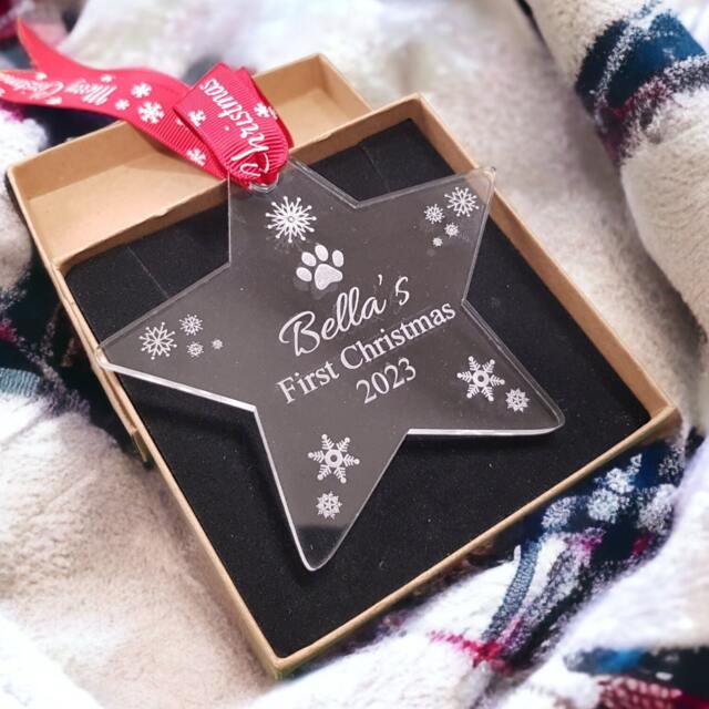 Pets First Christmas Bauble Tree Decoration, Dog Chirstmas Gift, New Pet Cat Christmas, Rabbit, First Christmas Gift - image 1