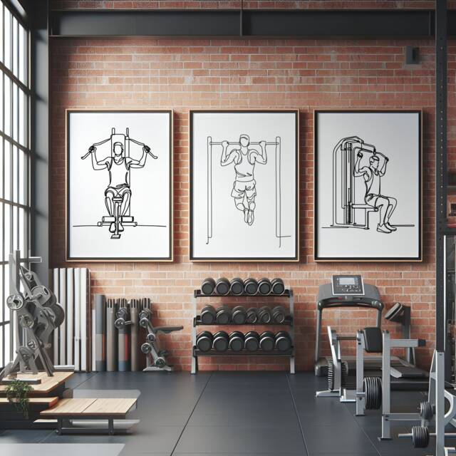 Men Gym Wall Art - 3 Home Posters - Line Drawing Design Fitness Man Poster Athlete Decor Gymnasium Prints Gift - image 1