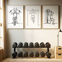 Men Gym Wall Art - 3 Home Posters - Line Drawing Design Fitness Man Poster Athlete Decor Gymnasium Prints Gift - thumbnail 2