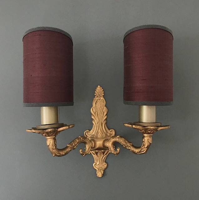 James Hare Orissa Silk Port - Handmade, Candle Clip Half Shield Lampshade For Wall Lights - image 1