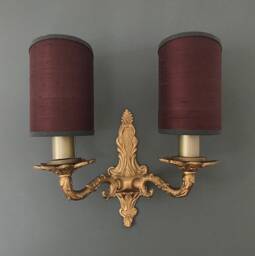 James Hare Orissa Silk Port - Handmade, Candle Clip Half Shield Lampshade For Wall Lights - thumbnail 1
