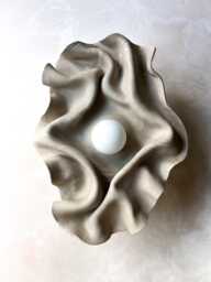 Sculptural Ceramic Wall Sconce Draped Stoneware Lighting