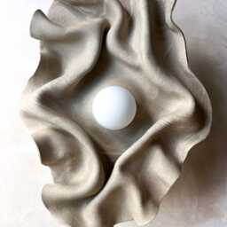Sculptural Ceramic Wall Sconce Draped Stoneware Lighting - thumbnail 3