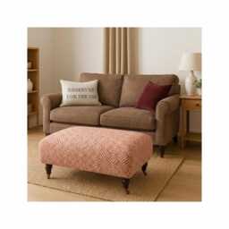 Linwood Fable Weaves Tanuki Fabric Footstool With Wooden Castor Legs, Modern Coffee Table Footrest - thumbnail 1