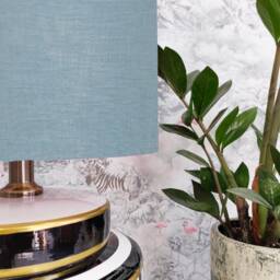 Duck Egg Blue Lampshade in Linen With White Lining - thumbnail 2