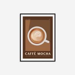 Caffe Mocha Coffee Print - Retro Prints, Art, Espresso Print, Colourful Wall Vintage Style, Boho Latte - thumbnail 3