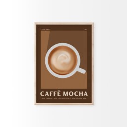 Caffe Mocha Coffee Print - Retro Prints, Art, Espresso Print, Colourful Wall Vintage Style, Boho Latte - thumbnail 1