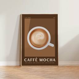 Caffe Mocha Coffee Print - Retro Prints, Art, Espresso Print, Colourful Wall Vintage Style, Boho Latte - thumbnail 2