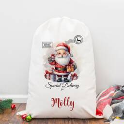 Personalised Christmas Sack, Santa Girl's Boy's Eve Stocking, Present Bag, Father Christmas, Bag - thumbnail 2