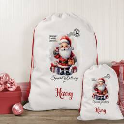 Personalised Christmas Sack, Santa Girl's Boy's Eve Stocking, Present Bag, Father Christmas, Bag - thumbnail 3