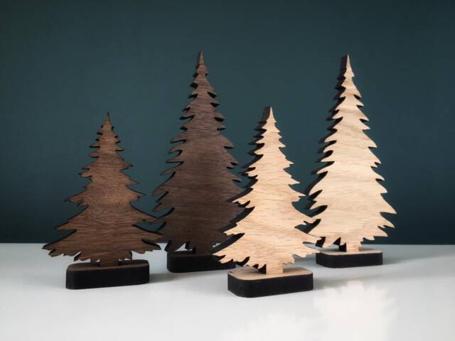 Christmas Wooden Trees - Set Of 4 Home Decor/Winter Decoration Woodland - image 1