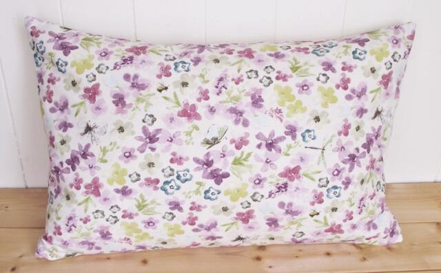 Lilac Floral Cushion Hidcote Pastel Fabric, Zip Fastening - image 1