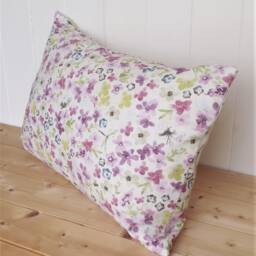 Lilac Floral Cushion Hidcote Pastel Fabric, Zip Fastening - thumbnail 2
