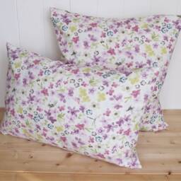 Lilac Floral Cushion Hidcote Pastel Fabric, Zip Fastening - thumbnail 4
