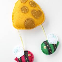 Felt Bee Hive. Wall Hanging. Mobile. Childrens Decor. Nursery Woodland. Bumble Bees. Plush Art. Woodland Theme - thumbnail 3