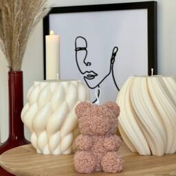 Rose Teddy Bear Candle Hand Poured Soy Wax Blend Home Decor - thumbnail 3