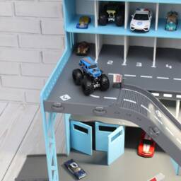 Wooden Toy Car Garage, Storage Display Shelf, Birthday Gift For Boys Age 3+ - thumbnail 4
