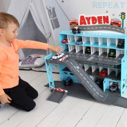 Wooden Toy Car Garage, Storage Display Shelf, Birthday Gift For Boys Age 3+ - thumbnail 2