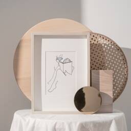 Book Nerd Art Print Girl Reading Cup Of Tea Comfy Cozy Minimalistic Line Bookworm Library Cosy Bookshelf Read Literature - thumbnail 2