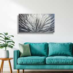 Metal Wall Art Sculpture Silver Abstract Swirl Decor For Home Or Office - thumbnail 3