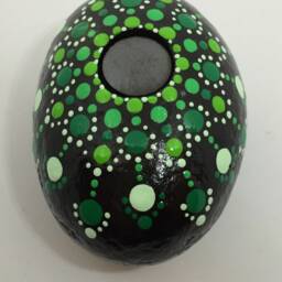 Mandala Stone - Magnet For Paper Clips Dot Painting Green - thumbnail 2