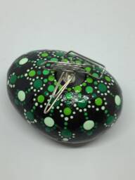Mandala Stone - Magnet For Paper Clips Dot Painting Green - thumbnail 1