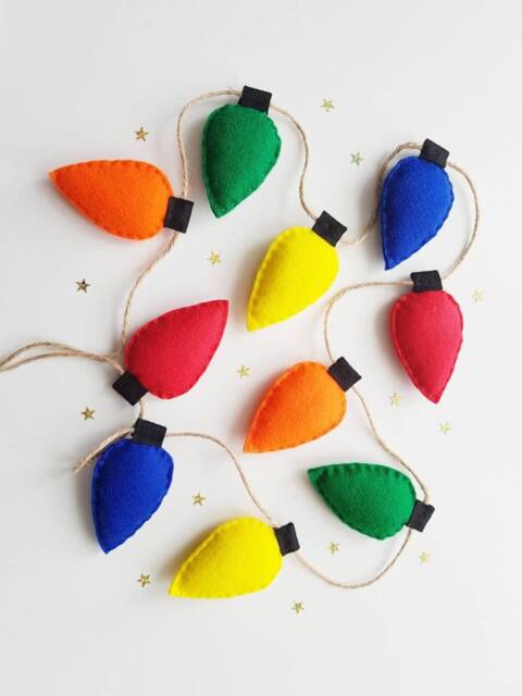 Felt Christmas Fairy Lights Decoration in Orange, Red, Blue, Green & Yellow - image 1
