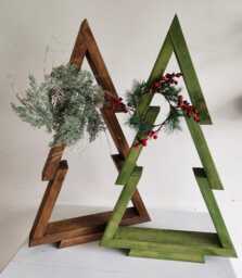 Rustic Holiday Tree/Wooden Christmas Tree/ Artisan Farmhouse Xmas Handcrafted Primitive Decor