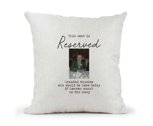 Reserved in Memory Of Loved One Heaven Wedding Chair Cream Canvas Cushion, Scatter Home Decor - image 1